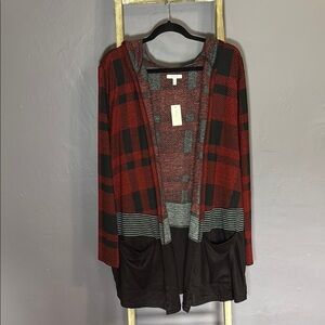 Maurices Buffalo Plaid Colorblock Hooded Cardigan
